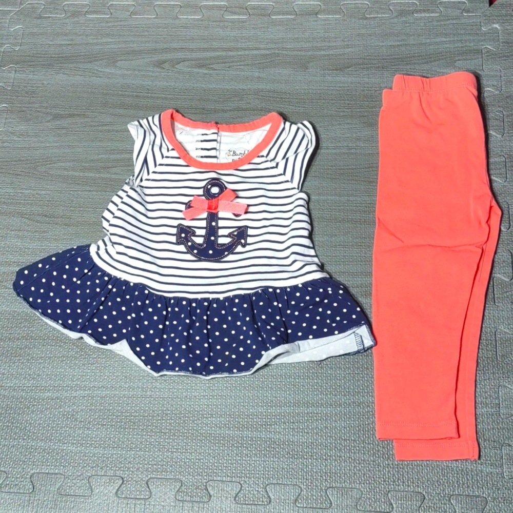 Bumble and birdie anchor dress and leggings 24 months